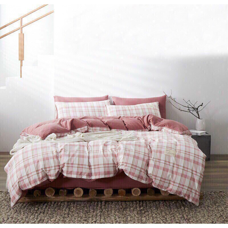Vỏ Chăn Lồng Được Ruột Cotton Tici Kẻ Nhập Khẩu - Phòng Cách Hàn Quốc , KT 2m1x2m3