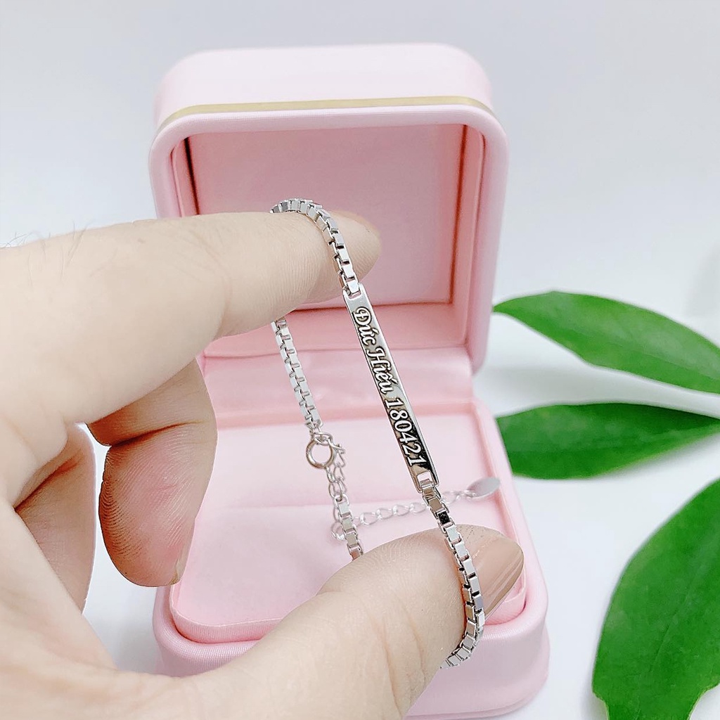 Vòng tay đôi thanh bạc cao cấp S925, Lắc tay cặp miễn phí khắc chữ theo yêu cầu - Tiệm bạc Pansy