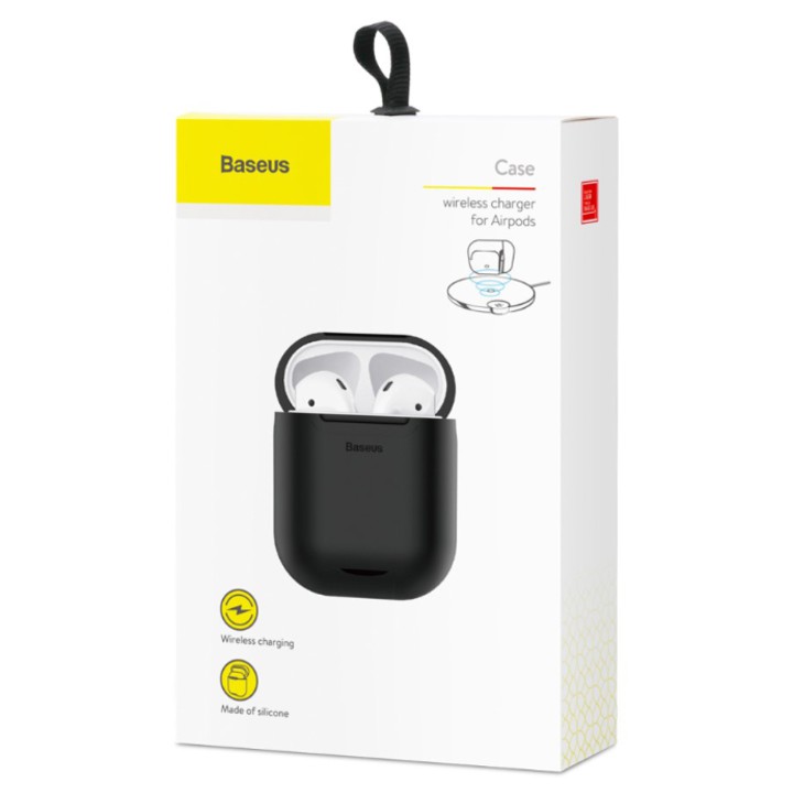 Bao case silicon kiêm sạc nhanh không dây Apple Airpods hãng Baseus (Chống sốc, chuẩn sạc Qi, chứng nhận MFI của Apple)