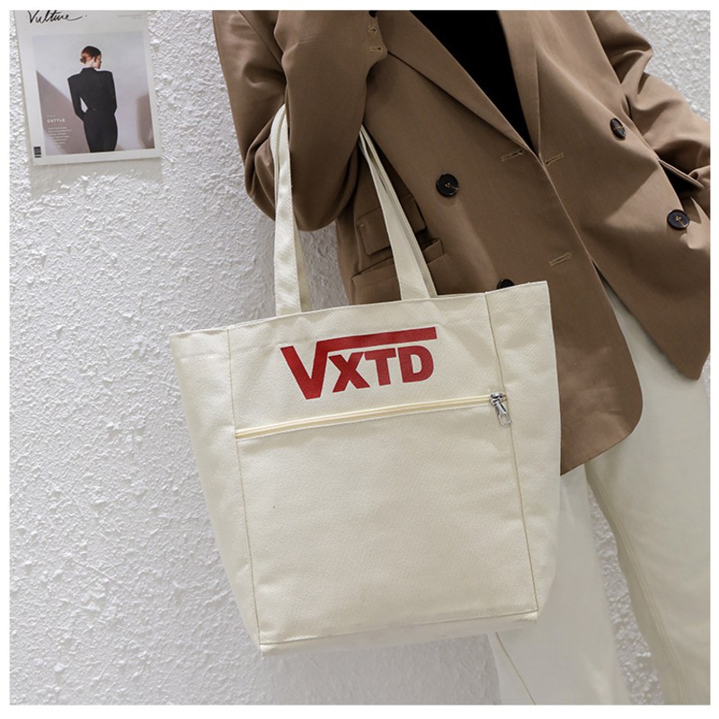 Túi tote nữ một vai xách tay in chữ VANS vải bố canvas cotton cao cấp chống thấm nước Tuidepstore