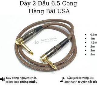 Dây 2 Đầu 6ly, Dây Jack 6.5mm ra 6.5mm, Dây 2 đầu 6.5 Cong (Hàng Bãi USA)