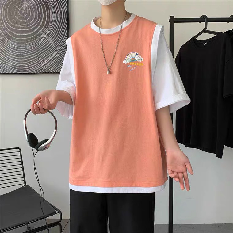 Áo thun tay lỡ unisex form rộng, áo phông nam nữ oversize in hình cầu vồng co giãn 4 chiều 2022 | BigBuy360 - bigbuy360.vn