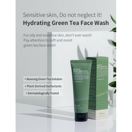 BENTON (Hàng Mới Về) Sữa Rửa Mặt Trà Xanh Làm Sạch Sâu 120g / [BENTON] Deep Green Tea Cleansing Foam 120g