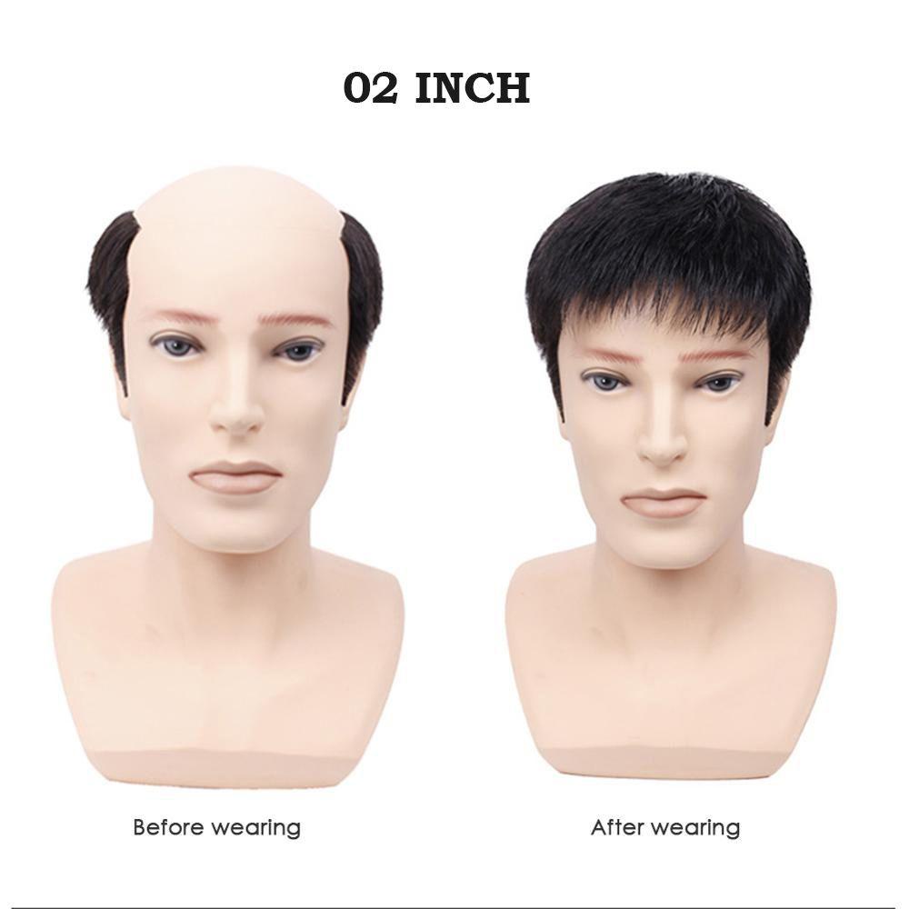 Bộ Tóc Giả Nam Ngắn Màu Đen Tự Nhiên Có Mái Che Hai Bên Chống Rụng Tóc