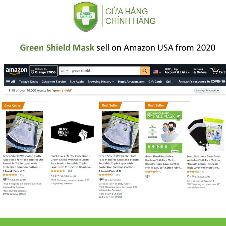 Khẩu trang từ vải sợi tre kháng khuẩn 03 lớp Green Shield - size M  - Màu đen Bịch 1 Cái