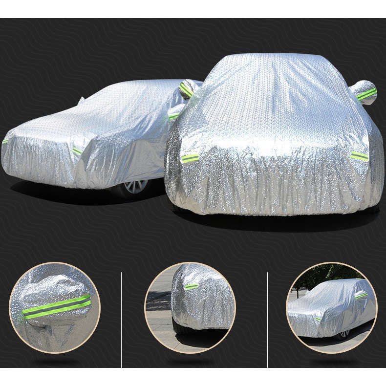 Áo trùm xe ô tô sợi nhôm bạc PEVA aluminium Cao cấp cho mọi dòng xe bán tải có dây cột 4 bánh xe [Giá đẳng cấp]