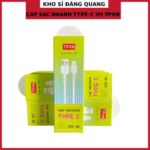 Cáp Sạc Type - C 5A TPVN chính hãng 1m, cáp sạc giá rẻ, cáp sạc đa năng
