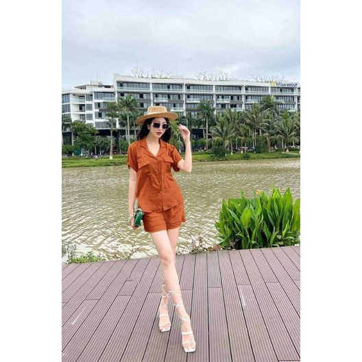 0Bộ đũi cộc nữ 2 túi dáng áo đuôi tôm mẫu mới nhất, Hàng chính hãng