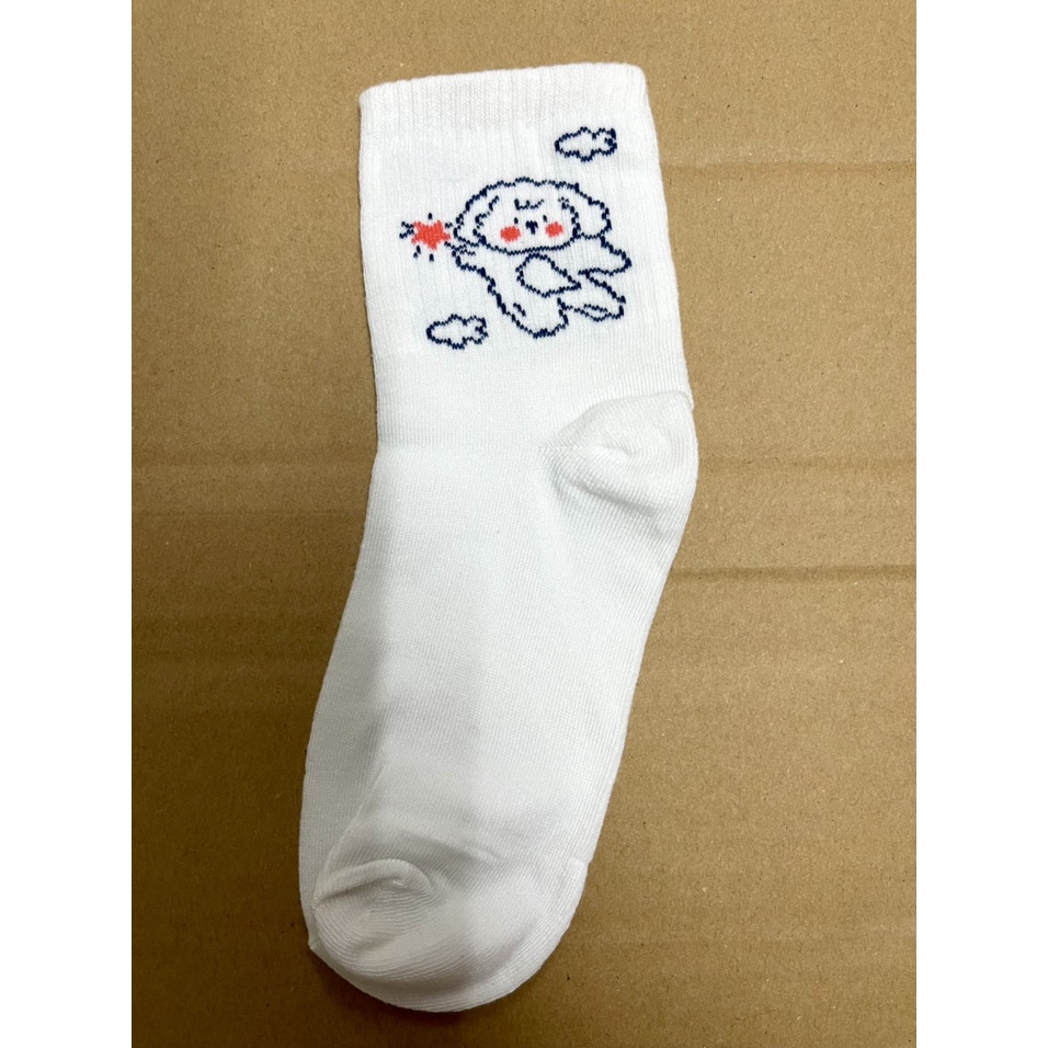 Tất Vớ Nữ Cổ Cao Tone Trắng Họa Tiết Hình Dễ Thương Thời Trang Unisex Hàn Quốc