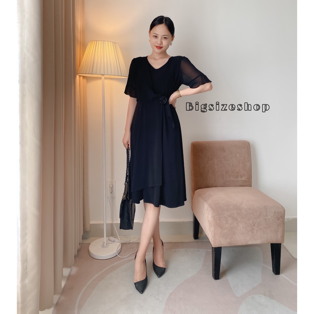 (50 - 90 KG) ĐẦM ĐEN PHỐI VOAN, THIẾT KẾ CHE BỤNG, EO, ĐÙI, THANH LỊCH XUỐNG PHỐ