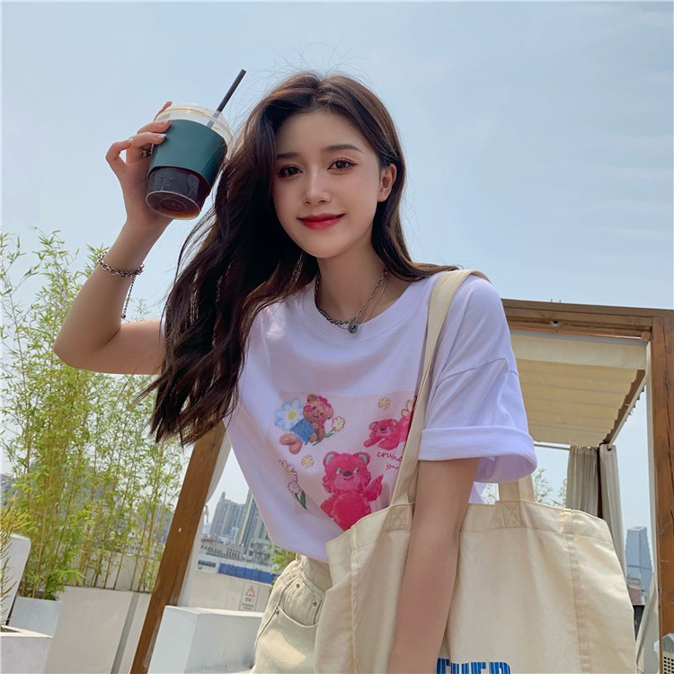 NRVP Áo Thun Mùa Hè Tay Cộc Oversize In Họa Tiết Phong Cách Hàn Quốc Cho Nam / Nữ