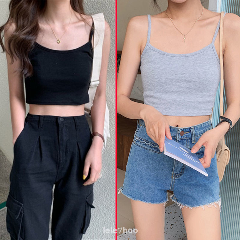 Áo hai dây màu trơn form ôm phong cách Hàn Quốc