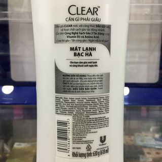 Dầu Gội Clear Mát Lạnh Bạc Hà 630g (618ml)