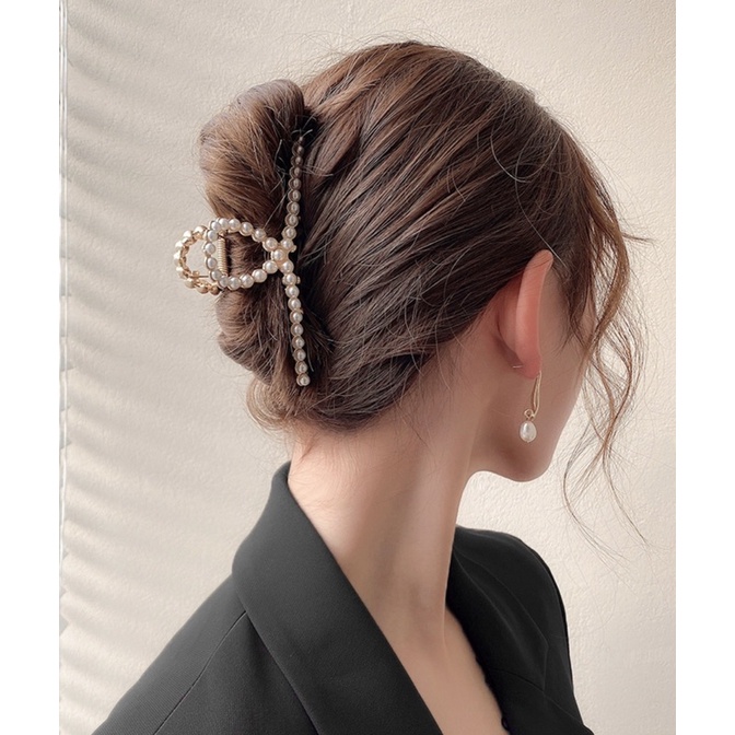 Kẹo càng cua đính ngọc trai phong cách Hàn Quốc, kẹp tóc đính nhọc trai