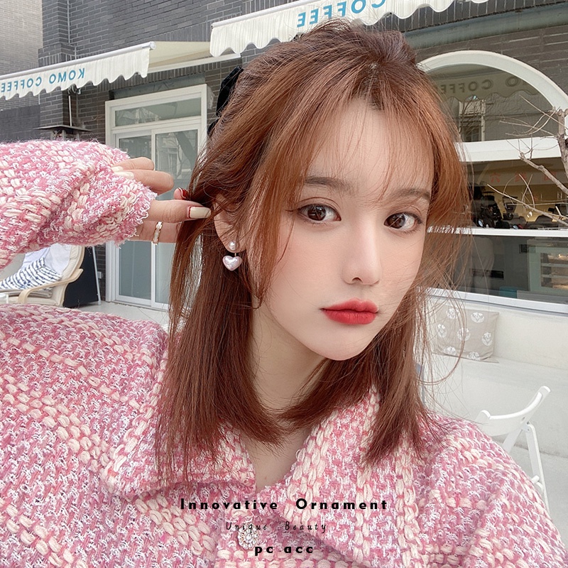 Khuyên Tai Hình Trái Tim Đính Ngọc Trai Nhân Tạo Thời Trang