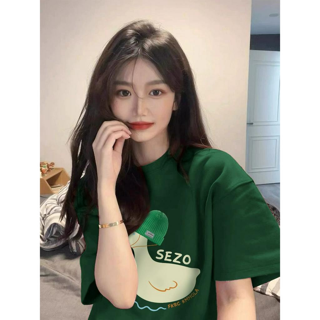 NUZIRO  Áo Thun Tay Ngắn Chất Liệu Cotton In Họa Tiết Phong Cách Retro Mỹ Cho Nữ
