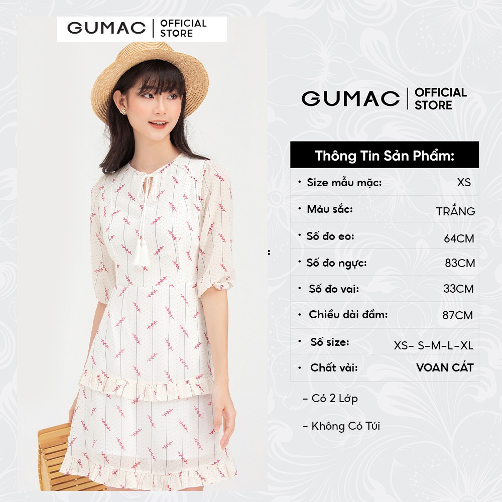 Đầm nữ GUMAC hoa nhí thiết kế viền đăng ten DB750 | BigBuy360 - bigbuy360.vn