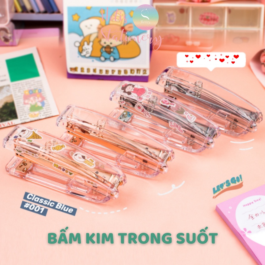 Bấm kim trong suốt cỡ lớn 16x3.5x6cm Hotis Stationery