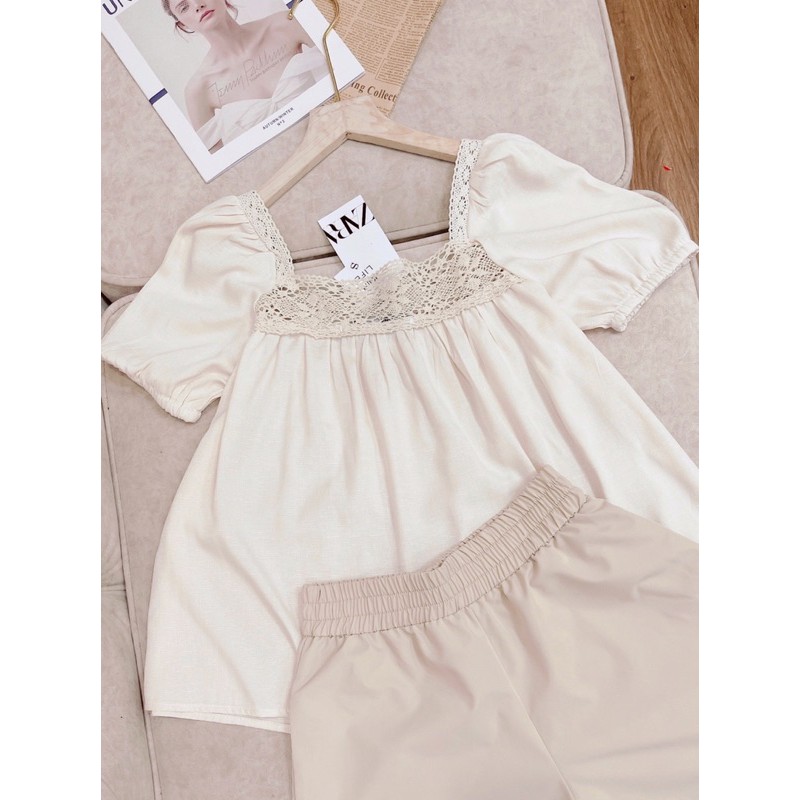 Sét Bộ Đũi Màu Be Cổ Ren Tiểu Thư | BigBuy360 - bigbuy360.vn