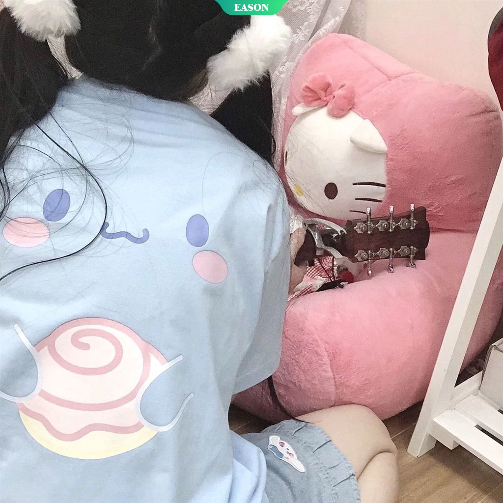Áo thun tay ngắn dáng rộng in hình chú chó Cinnamoroll dễ thương thời trang cho nữ