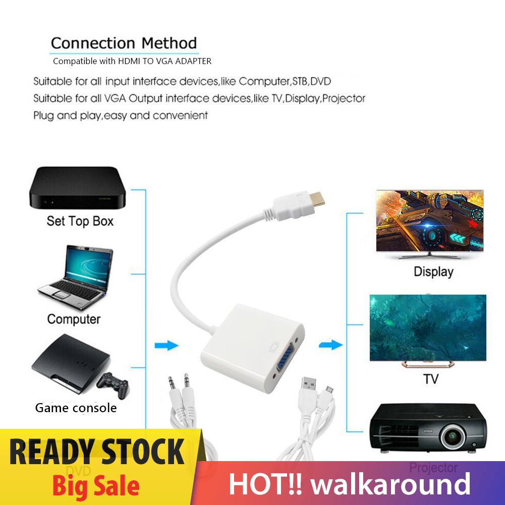 Bộ Chuyển Đổi Hdmi Sang Vga + Cáp Âm Thanh + Nguồn