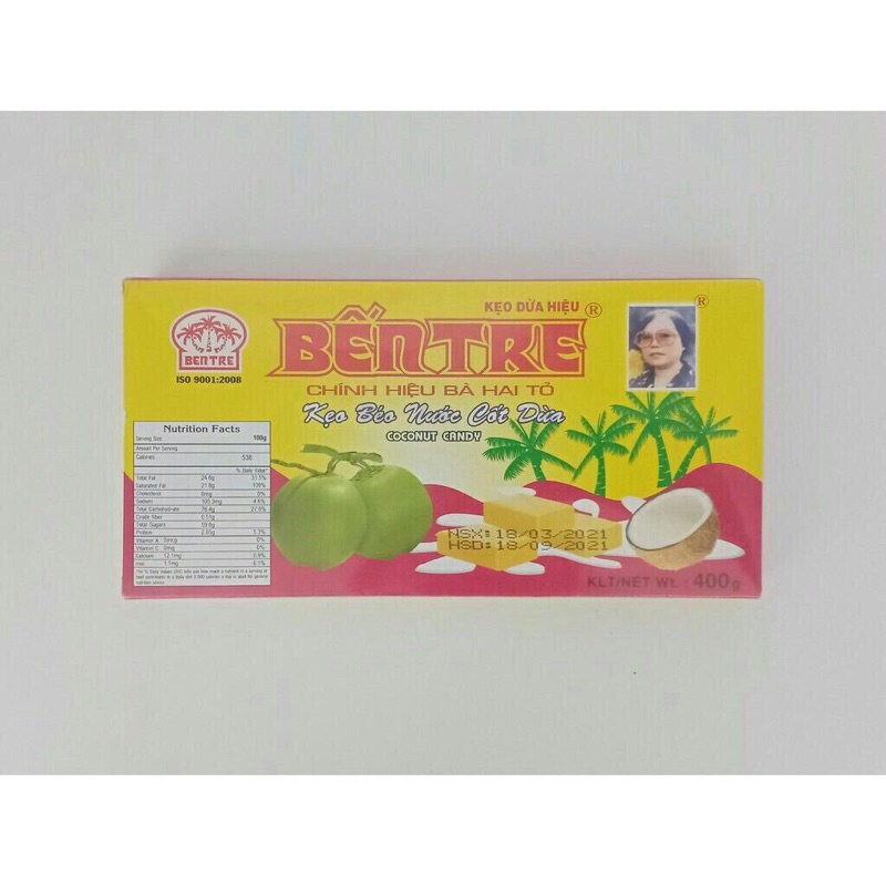 Kẹo béo nước cốt dừa nguyên chất Bến Tre 400g  - Đặc sản Bến Tre