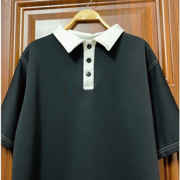 Áo Polo Ngắn Tay Form Rộng Polo Chỉ Nổi Unisex Cotton 4 Chiều Thoáng Mát, Áo Phông Có Cổ Nam Nữ Phong Cách Basic