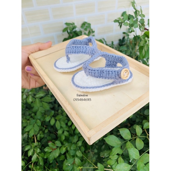 Dép lào quai hậu bằng len cho bé con 0-18m