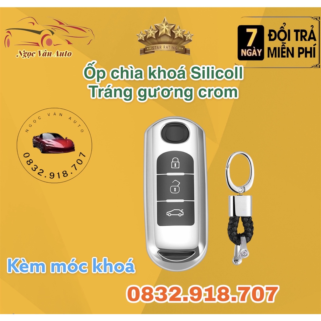 Ốp chìa khóa Mazda 2, Mazda 3, Mazda 6, Mazda Cx5, CX8 - Mẫu Silicoll tráng gương crom