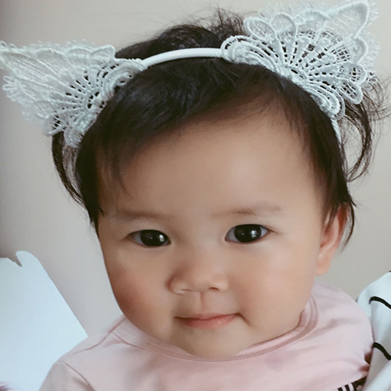 Băng Đô Tai Mèo Phối Ren Dễ Thương Cho Bé Gái