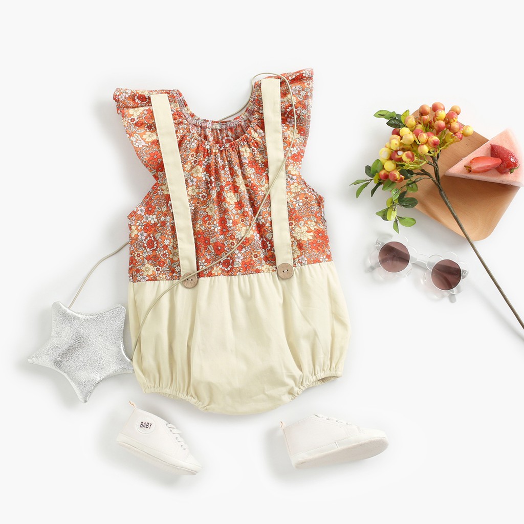 Áo Liền Quần Sanlutoz Làm Bằng Cotton Thiết Kế Không Tay Họa Tiết Hoa