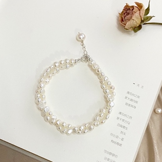 Vòng Tay Ngọc Trai Giả Bằng Bạc 925 4-5mm Thời Trang Cho Nữ