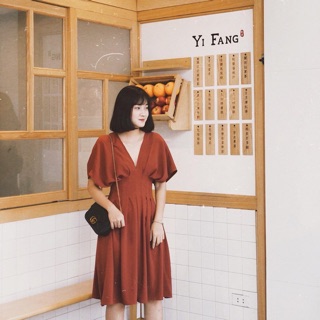 Váy xếp ly eo cam đất/ đen Petbychang