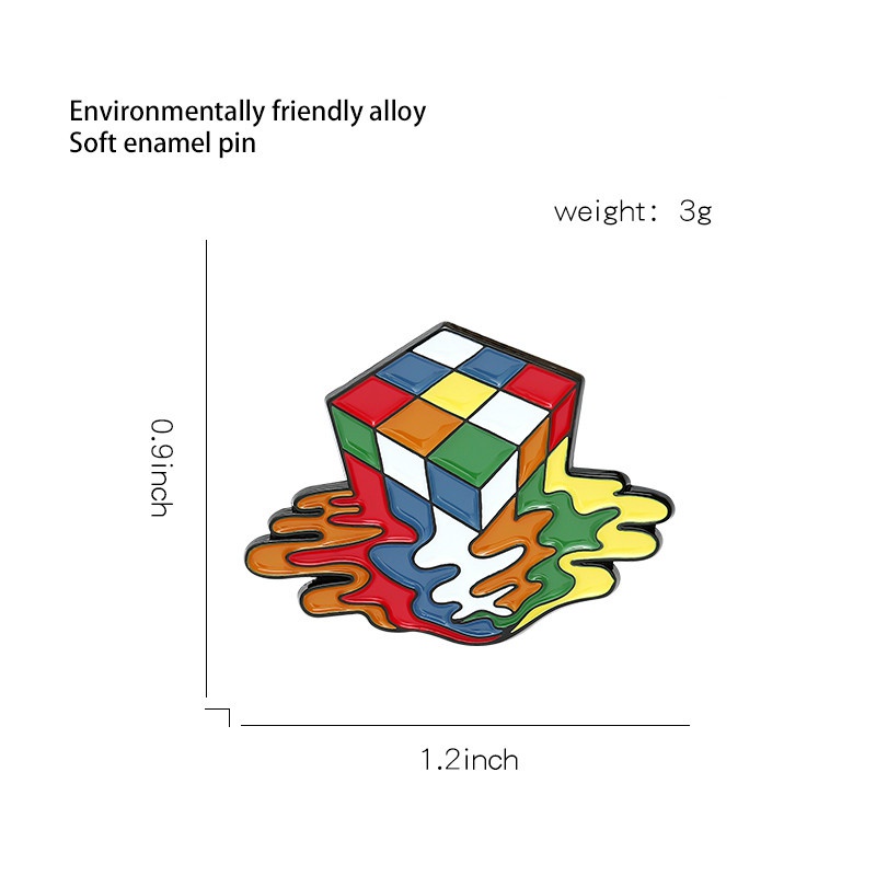 Ghim cài áo Miss Zoe hình khối rubik kiểu hoạt hình nhiều màu đáng yêu bắt mắt