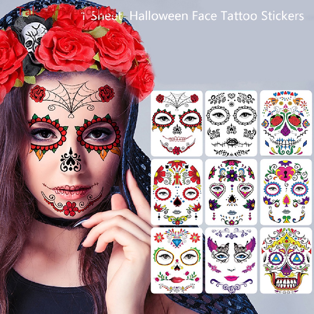 1 Tờ Hình Xăm Dán Mặt Và Cơ Thể Chủ Đề Halloween 2023