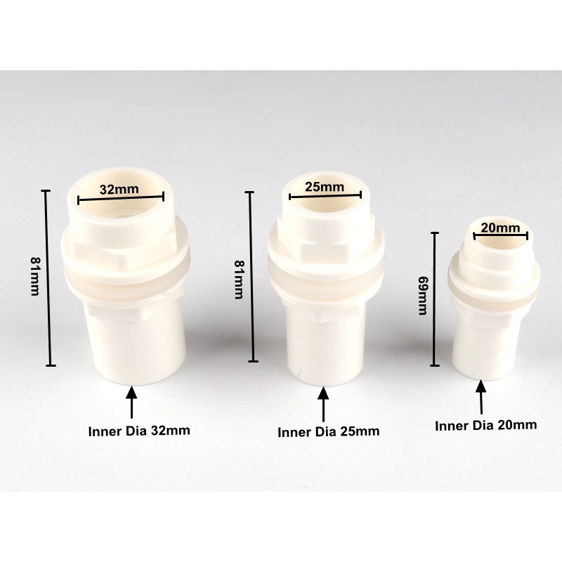 Đầu nối ống thẳng làm từ PVC 20-50mm màu xanh lam / trắng / đen cho bể cá cảnh chất lượng cao