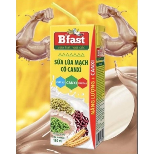 Lốc Sữa Lúa Mạch Có Canxi B'Fast 180ML/Hộp