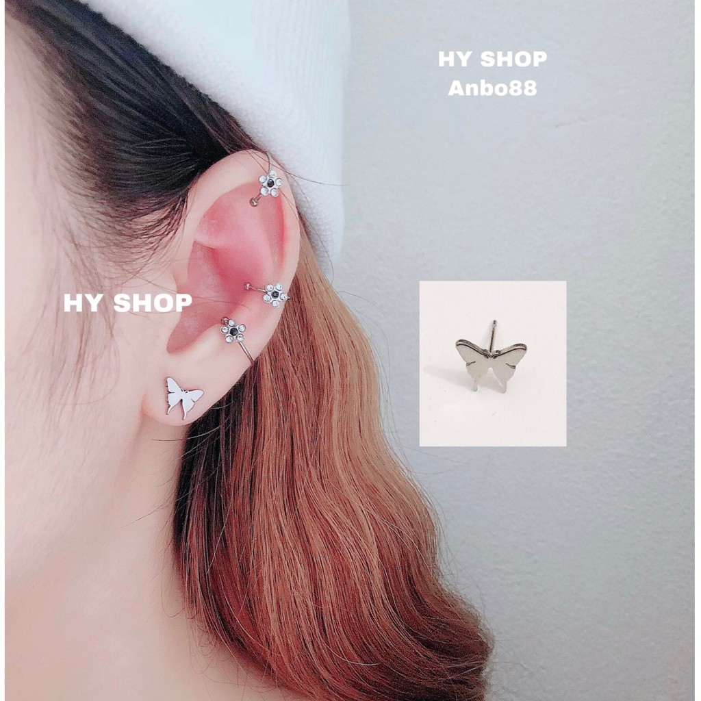 BUTTERFLY EARRING khuyên tai titan không gỉ không dị ứng- khuyên tai nam nữ siêu bền không dị ứng không gỉ UNISEX BTS