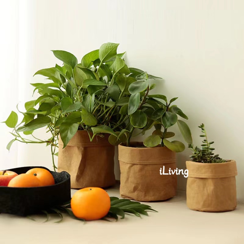 Giỏ Đựng Bút/Hoa Bằng Giấy Kraft Phong Cách Bắc Âu Trang Trí Nhà Cửa/Văn Phòng