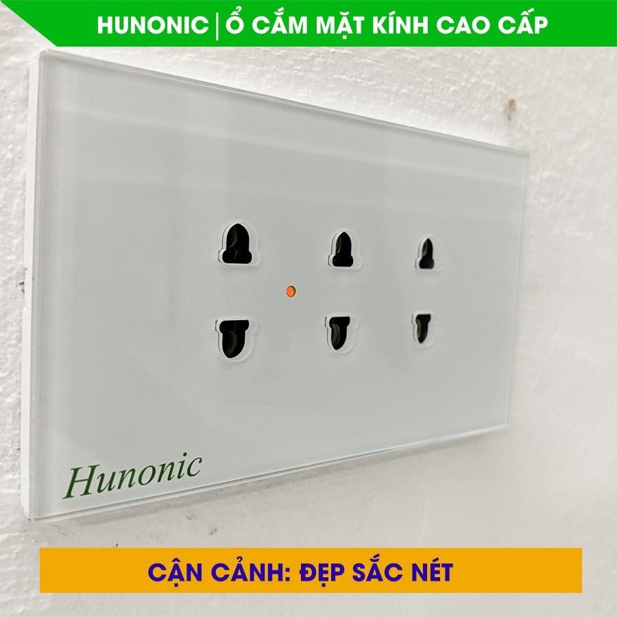 Ổ Cắm Mặt Kính Cường Lực Cao Cấp Hunonic Màu Đen│Ổ Cắm Âm Tường Chữ Nhật Sang Trọng. Thiết Bị Gia Dụng Tinh Tế 2020