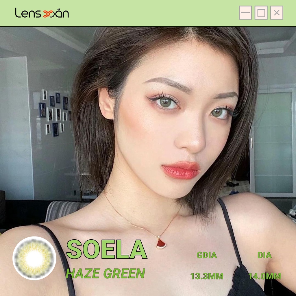 KÍNH ÁP TRÒNG SOELA EYE HAZE GREEN CỦA ISHA : Lens xanh khói tự nhiên  | Lens Xoắn (GIÁ 1 CHIẾC, ĐỌC LƯU Ý KHI ĐẶT)