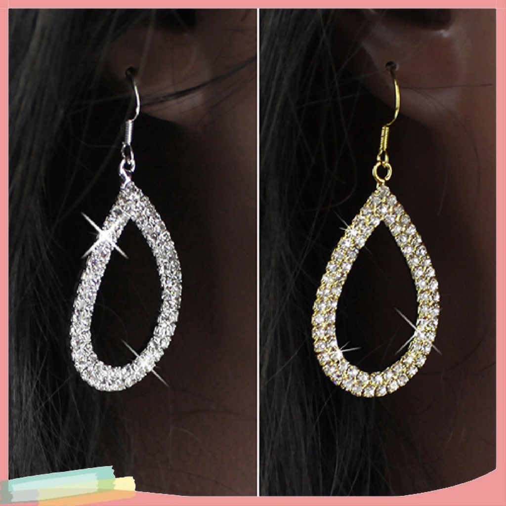 [LK] - - Bông Tai Dạng Vòng Hình Giọt Nước Tinh Tế Thoải Mái Trang Trí Lễ Hội