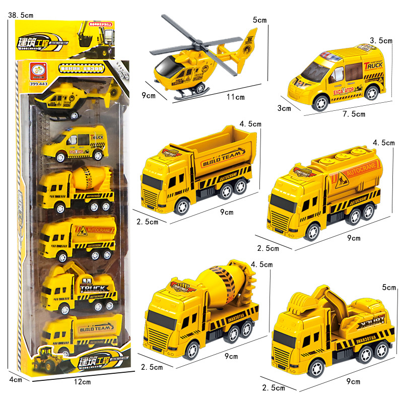 Set 6 mô hình xe cứu hỏa đồ chơi vui nhộn cho bé