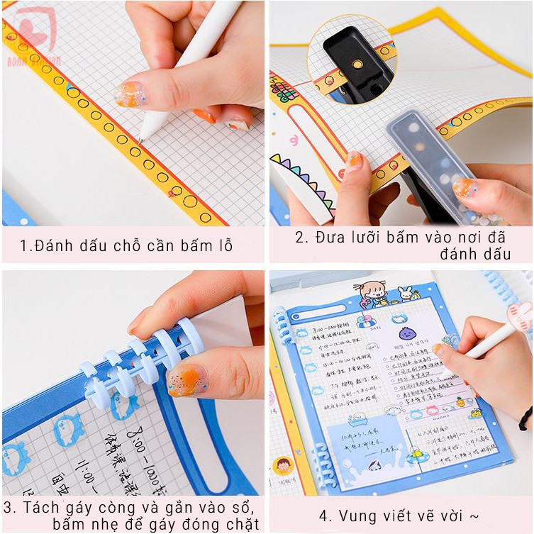 Gáy Còng Nhựa, Bìa Trong Làm Planner Sổ Còng A4 30 Lỗ Phụ Kiện Bullet Journal