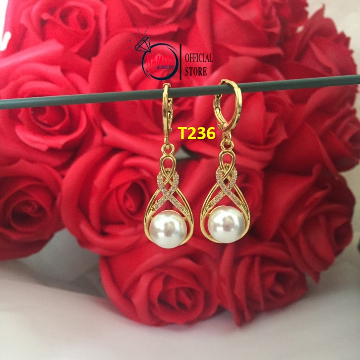 Bông Tai Nữ Quả cầu Dài T236, Bông tai Mạ Vàng Namoo Jewelry