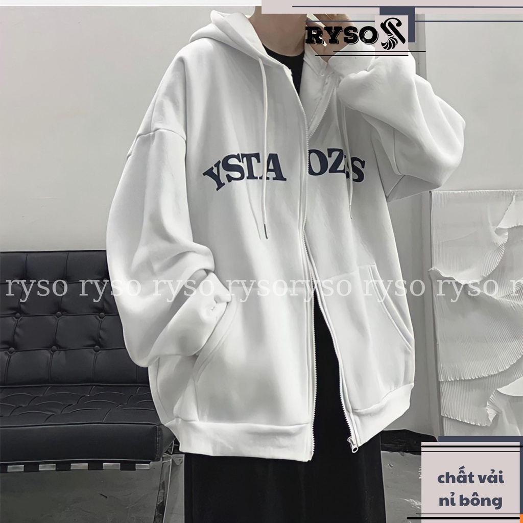 Áo khoác hoodie khoá kéo zip nỉ bông form rộng áo cặp nam nữ unisex dày dặn cao cấp
