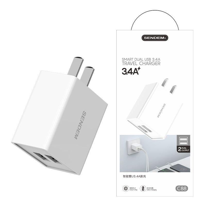 Củ sạc nhanh 2 cổng chính hãng Sendem C88 3.4A