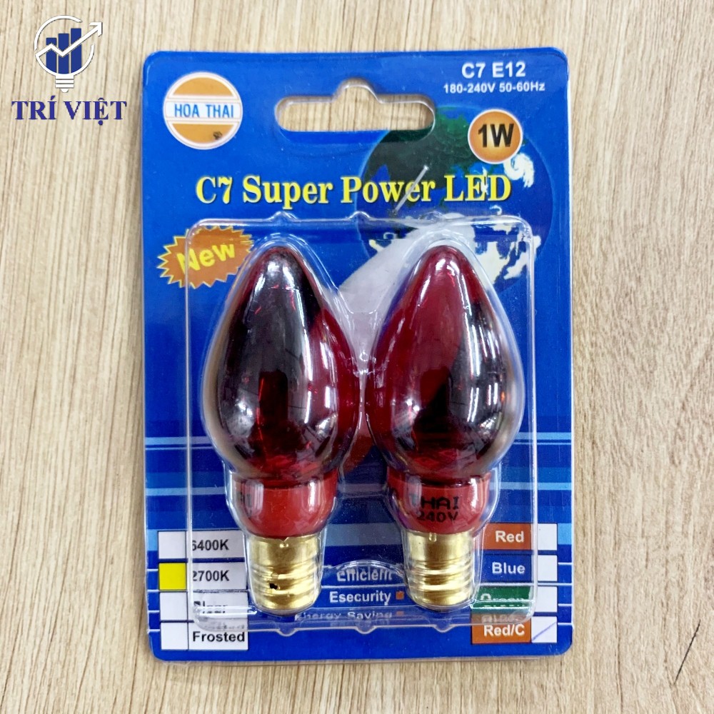 Cặp bóng led trái ớt để bàn thờ 1W E12 HÒA THÁI (2 cái đèn)