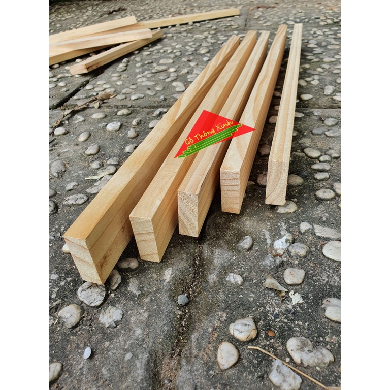 Combo 5 thanh gỗ thông vuông dài 40cm rộng 4cm, dày 1.4cm dùng được nhiều mục đích