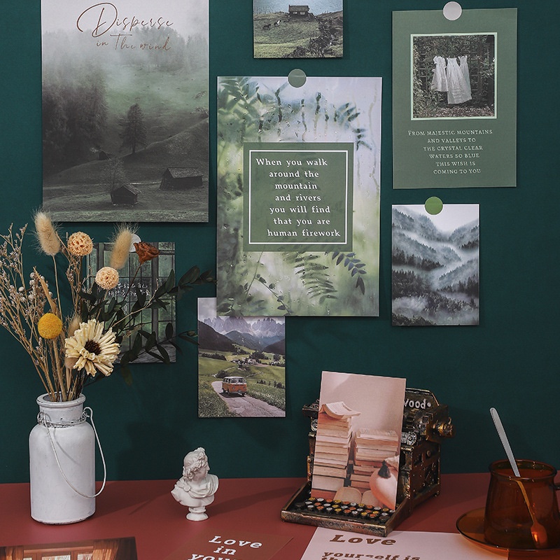 Tranh dán tường trang trí set 20 tờ, ảnh dán tường decor nhiều phong cách